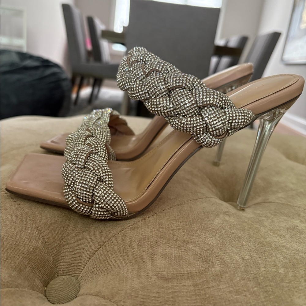 Azalea Wang Silver Braided Heels